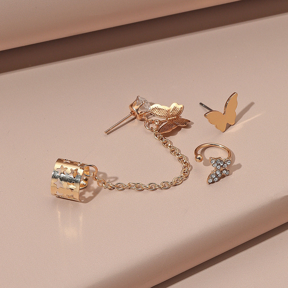Creative Personality Glossy Butterfly Gold Stud Earrings