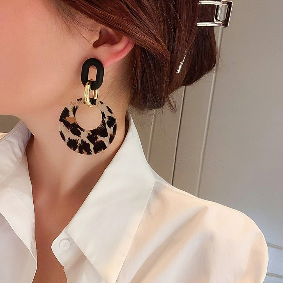 Leopard Print Exaggerated Personality Resin Earrings