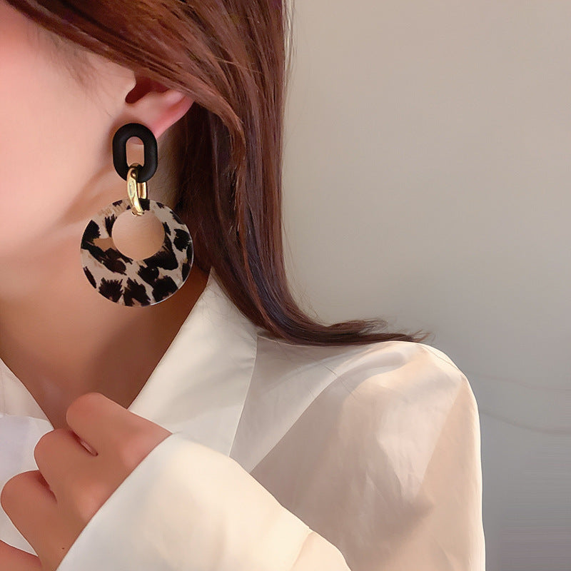 Leopard Print Exaggerated Personality Resin Earrings
