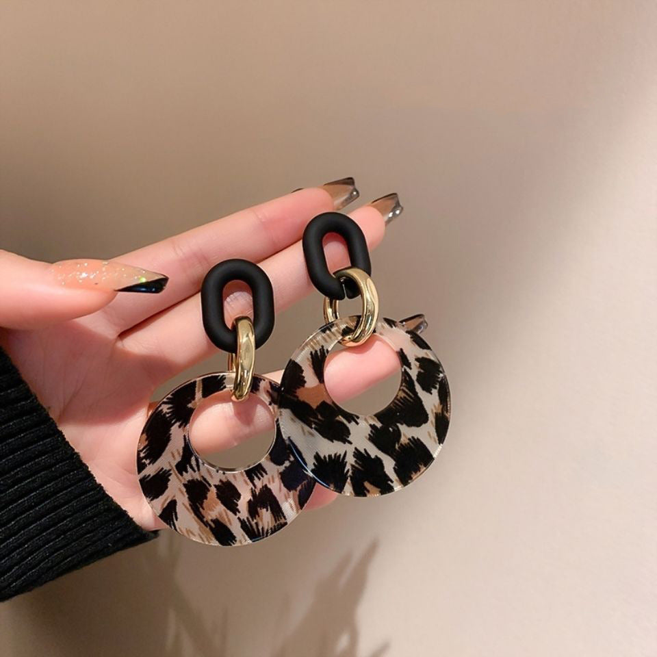 Leopard Print Exaggerated Personality Resin Earrings