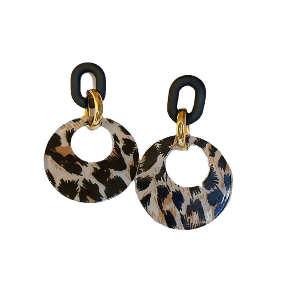 Leopard Print Exaggerated Personality Resin Earrings