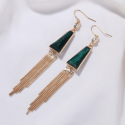 Vintage earrings with geometric tassel earrings