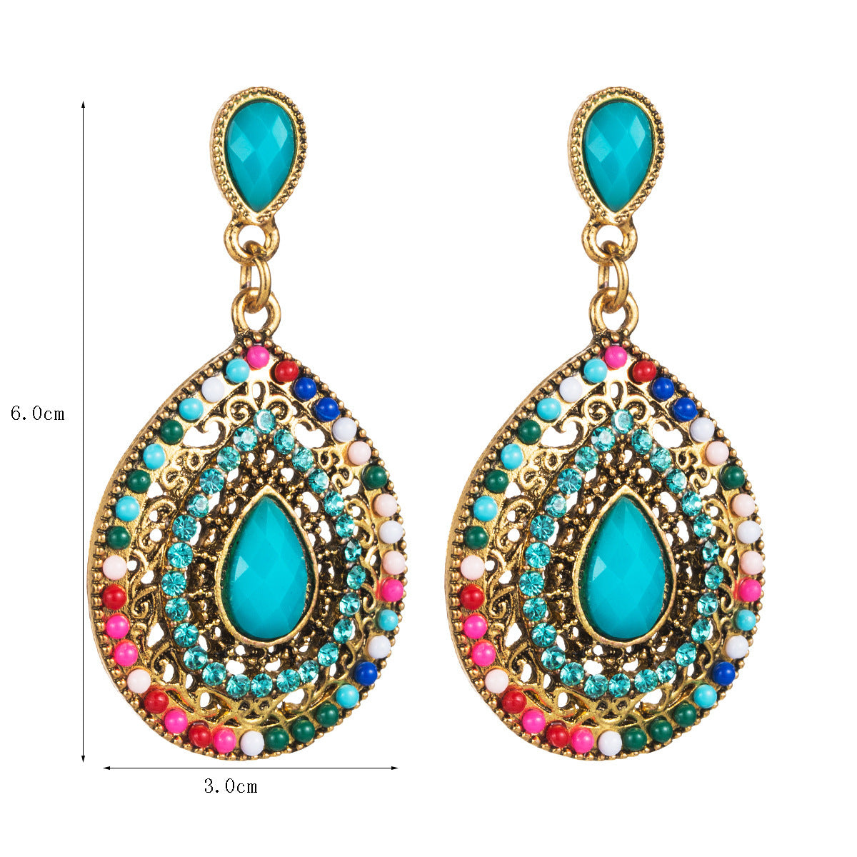 Drop-shaped Rhinestone Earrings Exaggerated Teardrop-shaped