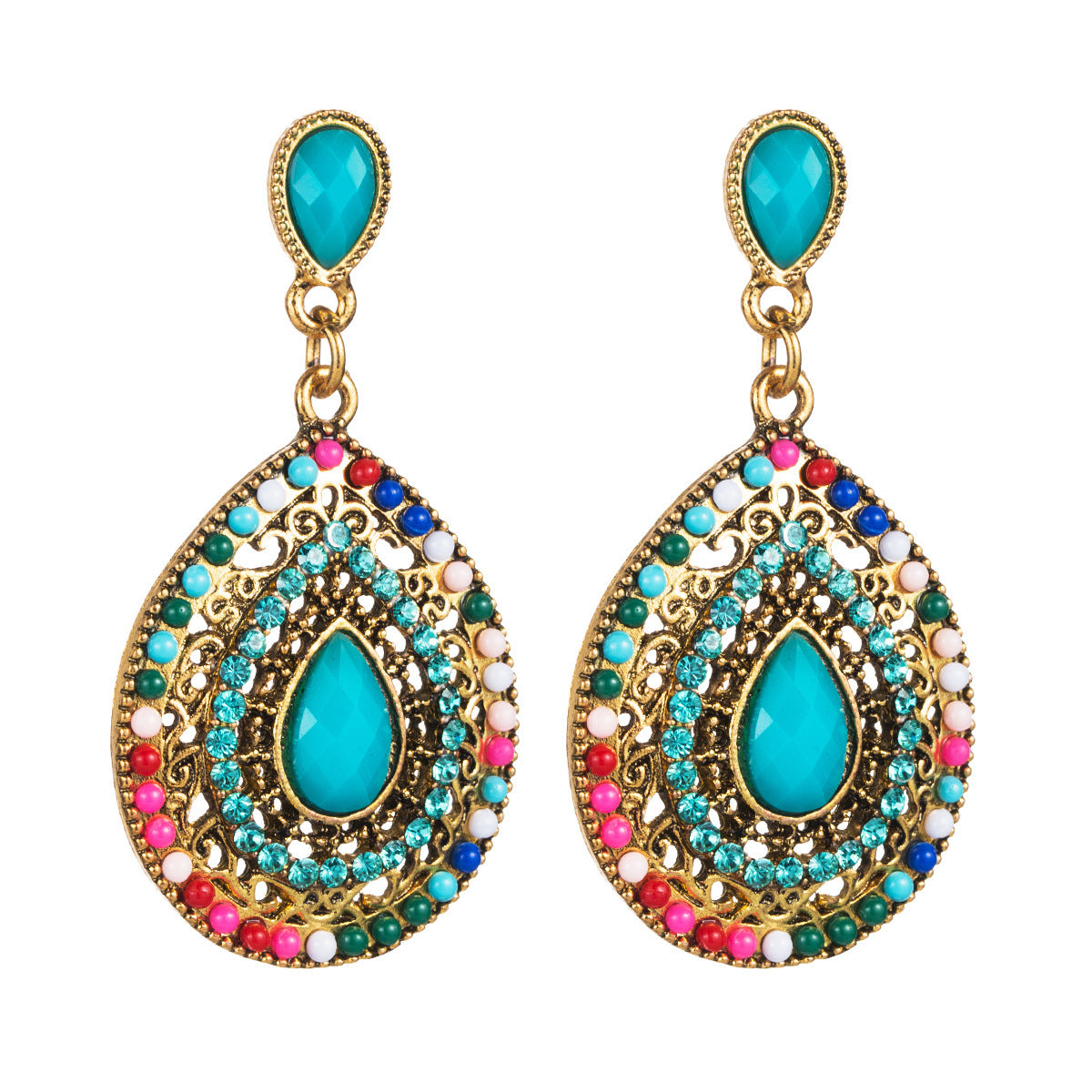 Drop-shaped Rhinestone Earrings Exaggerated Teardrop-shaped