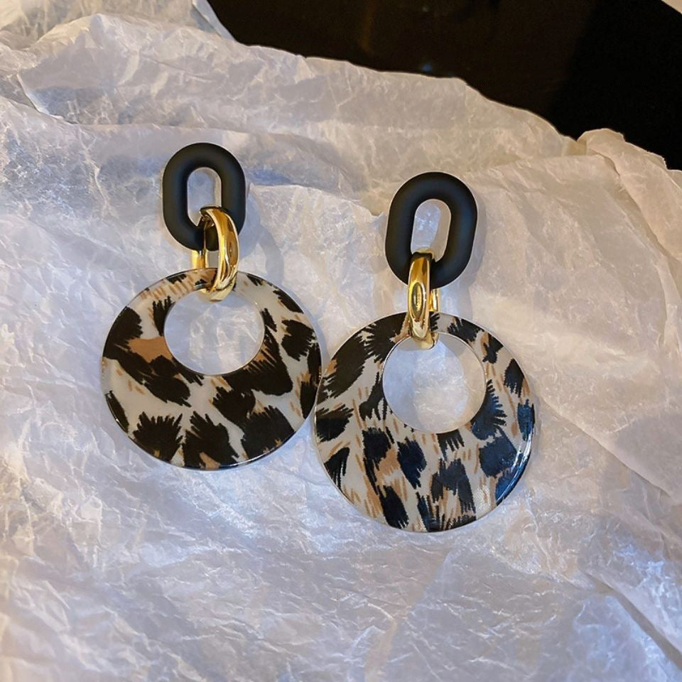 Leopard Print Exaggerated Personality Resin Earrings