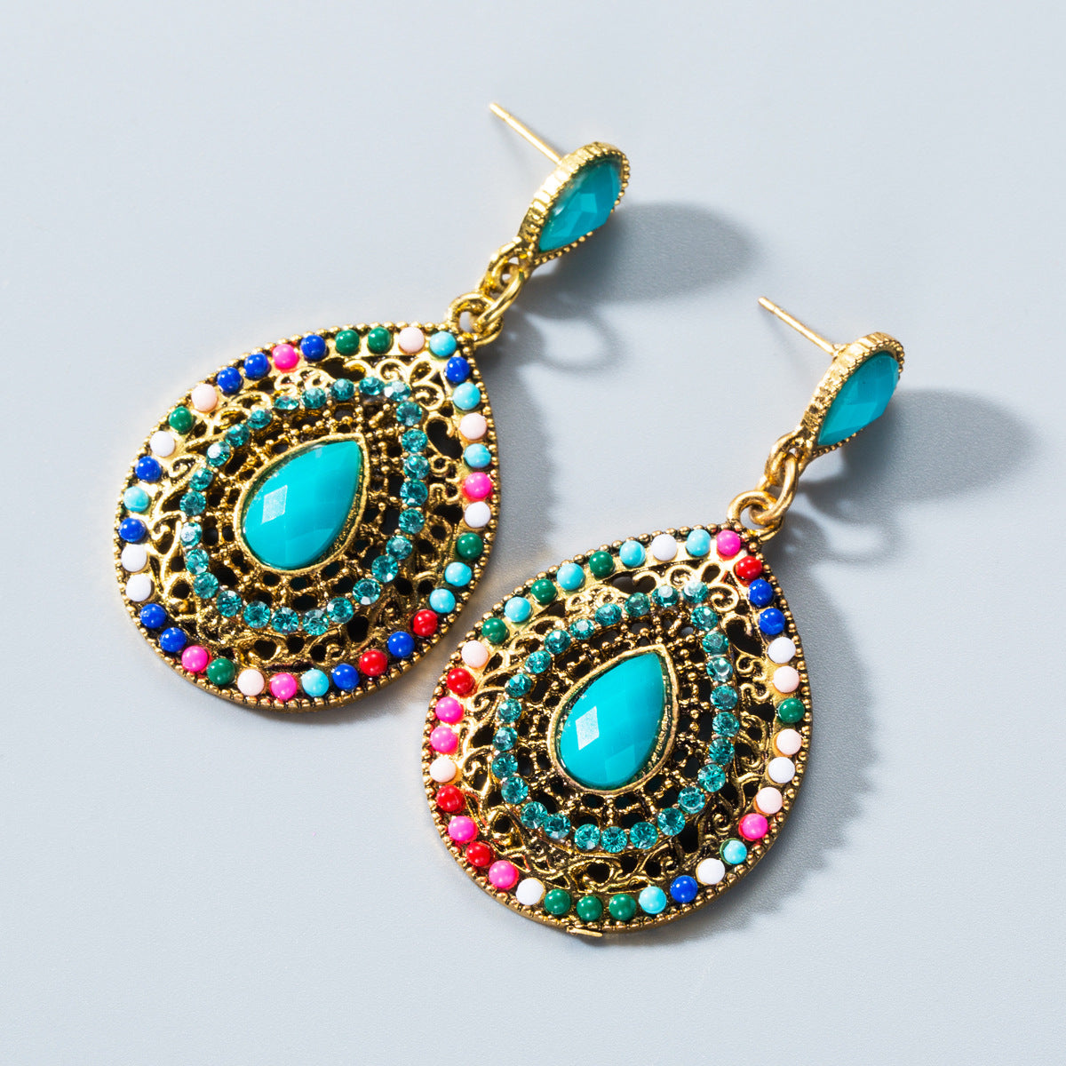 Drop-shaped Rhinestone Earrings Exaggerated Teardrop-shaped